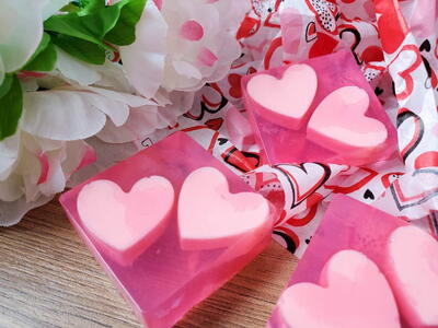 Coconut Valentine’s Soaps With Hearts