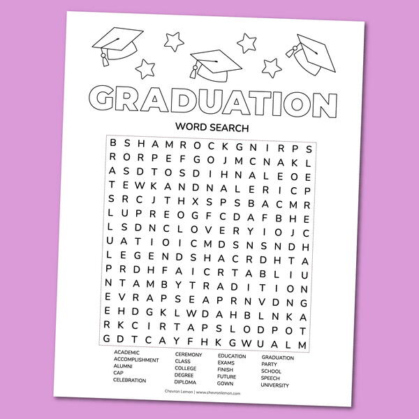 Printable Graduation Word Search Puzzle