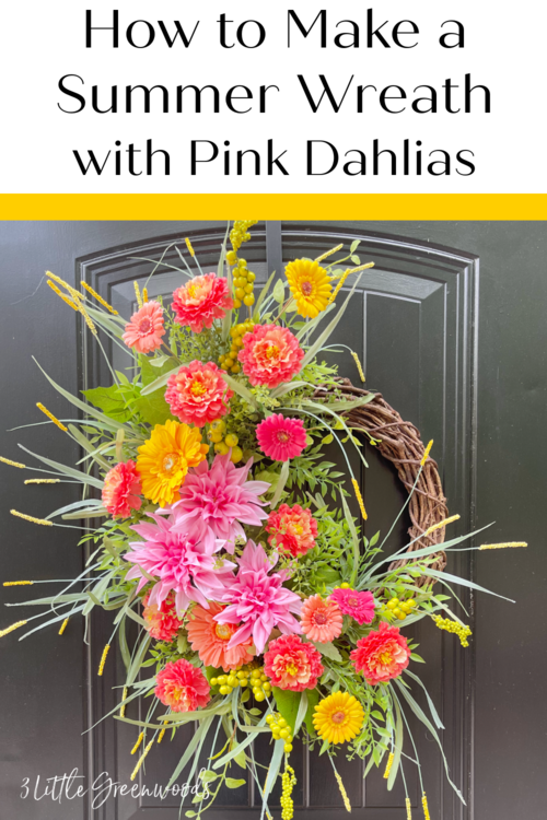 Diy Summer Grapevine Wreath With Pink Dahlias | AllFreeHolidayCrafts.com