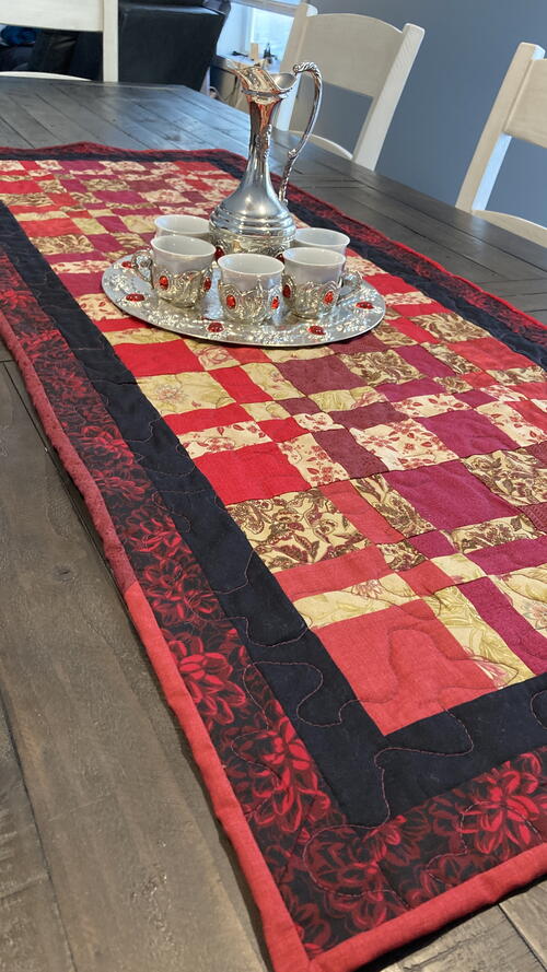 Afternoon Tea Four Patch Table Runner | FaveQuilts.com