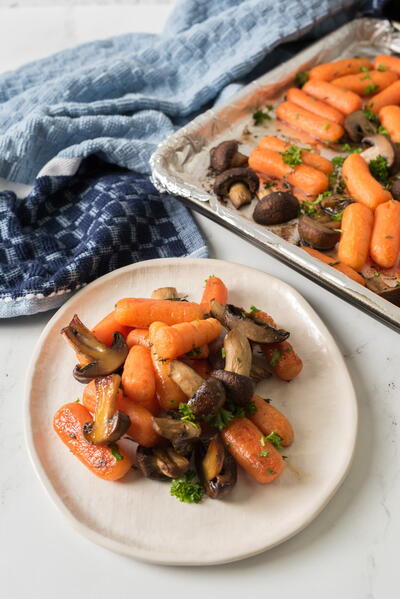 Sheet Pan Carrots And Mushrooms