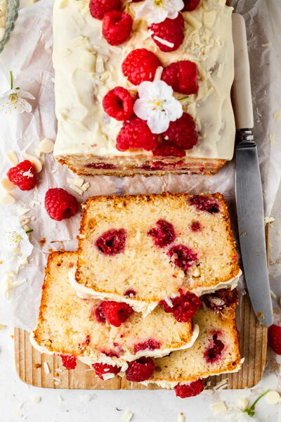 Raspberry White Chocolate Loaf Cake