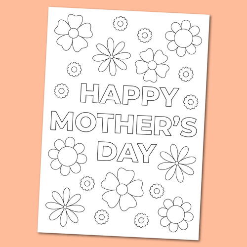 Printable Happy Mother’s Day Coloring Card | DIYIdeaCenter.com