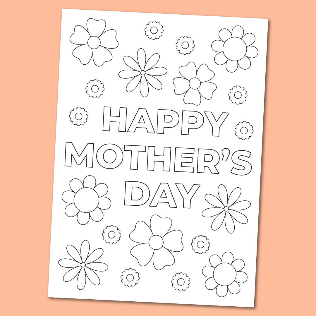 Printable Happy Mother’s Day Coloring Card | AllFreeKidsCrafts.com