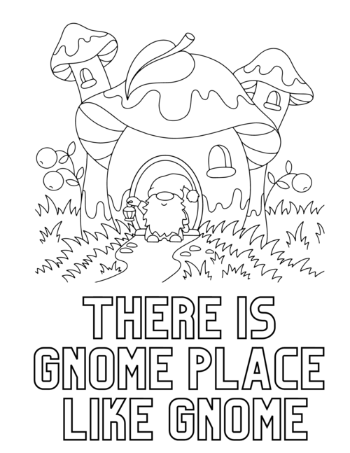 Cute Gnome House Coloring Pages 