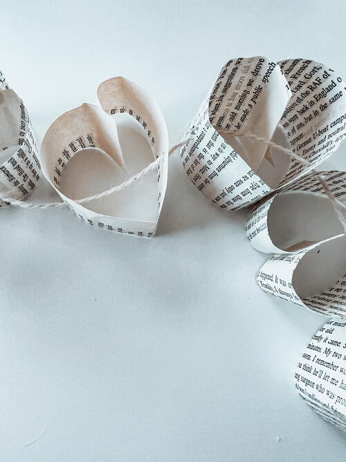 Easy Book Page Paper Heart Garland