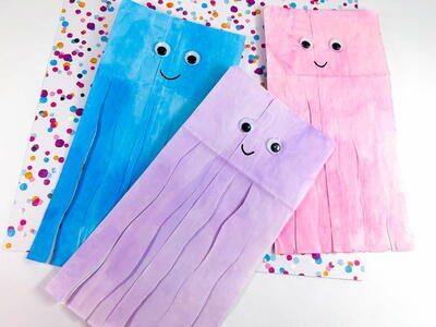 Cute Paper Bag Jellyfish Craft For Kids