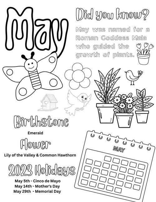 Free Printable May Coloring Pages