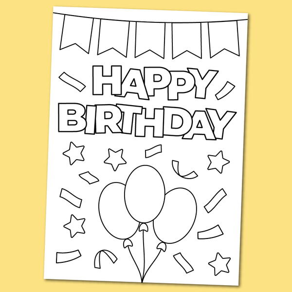 Printable Happy Birthday Coloring Card