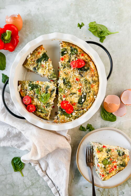 Crustless Spinach And Feta Quiche | FaveHealthyRecipes.com