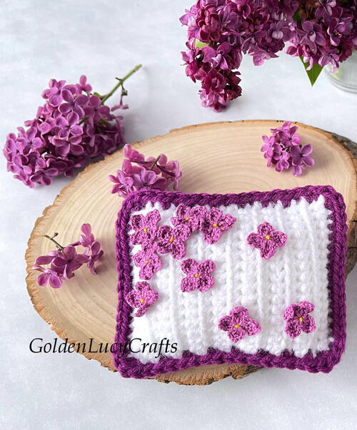 Crochet Lilac Mini Pillow