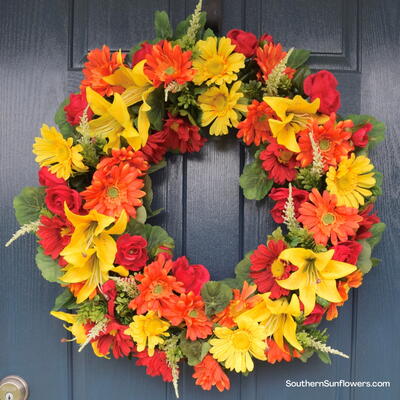 Quick And Easy Bright Floral Wreath