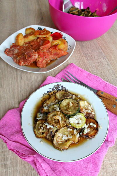 Fried Zucchini In Garlic Vinegar Sauce