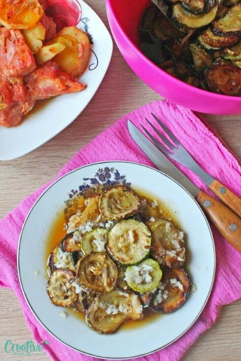 Fried Zucchini In Garlic Vinegar Sauce