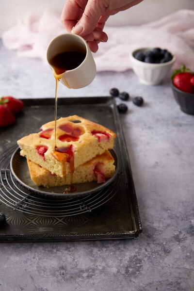 Strawberry Sheet Pan Pancakes