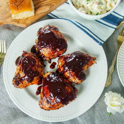 Blackberry Homemade Bbq Sauce Recipe On Grilled Chicken Thighs