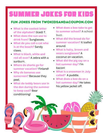 Fun Summer Jokes For Kids Plus Free Printable