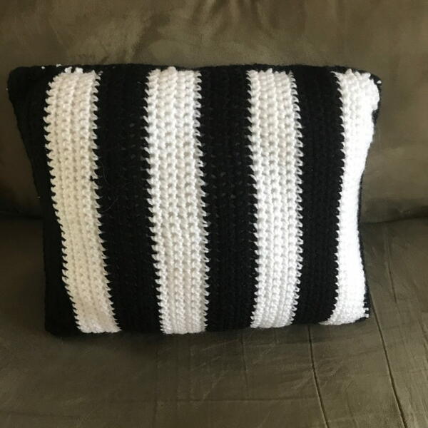 Black And White Striped Cushion