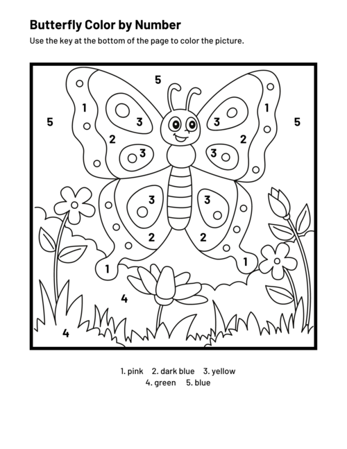 Butterfly Color By Number Page