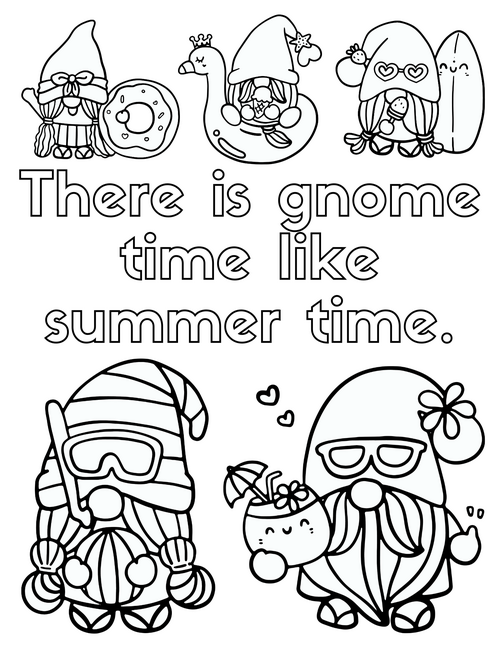 Fun Summer Gnomes Coloring Pages