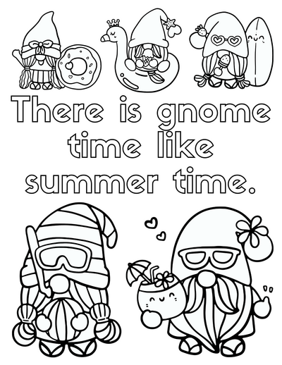 Summer Gnomes Coloring Pages