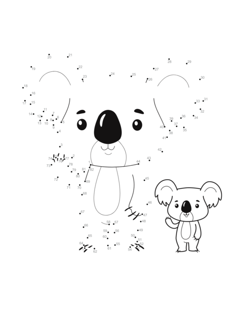 Koala Dot-to-dot Worksheet