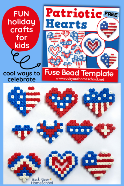 Patriotic Hearts Perler Bead Crafts