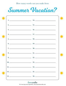 How Many Words Can You Make out of These Letters Game: Summer Vacation | FaveCrafts.com how-many-words-can-you-make-out-of-these-letters-game-summer-vacation-favecrafts-com