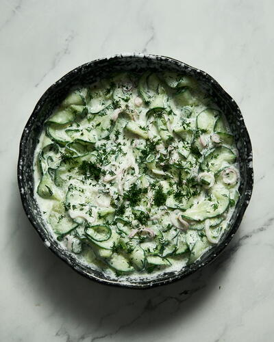 Cucumber Salad With Sour Cream, Onion, And Dill