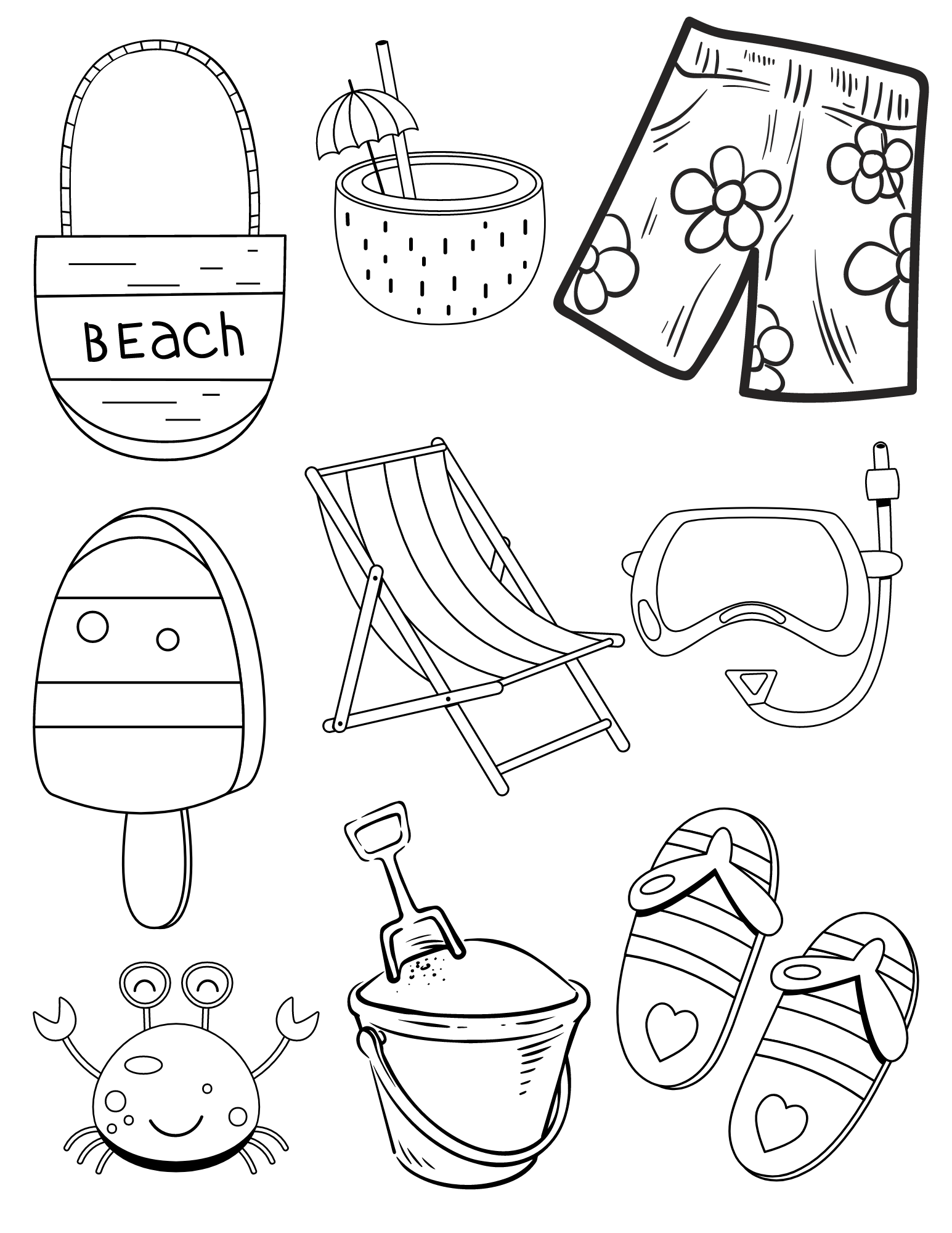 Free Printable Beach Coloring Pages | AllFreeHolidayCrafts.com