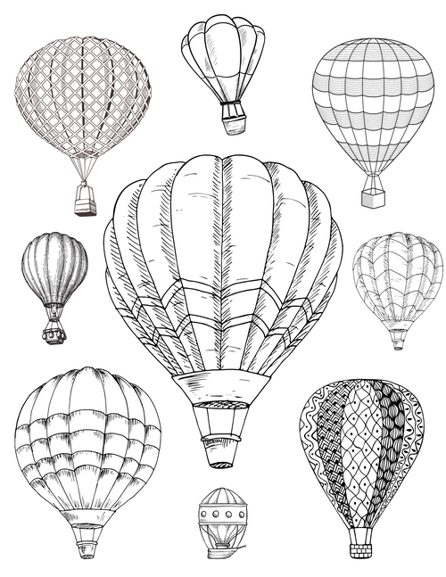 Hot Air Balloon Coloring Pages