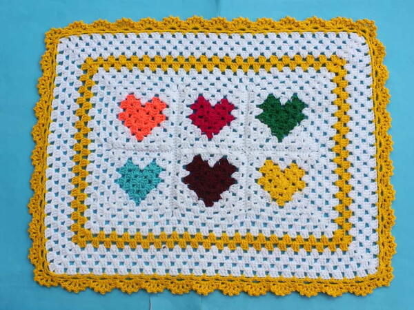 Beautiful Crochet Granny Heart Table Runner/table Mat