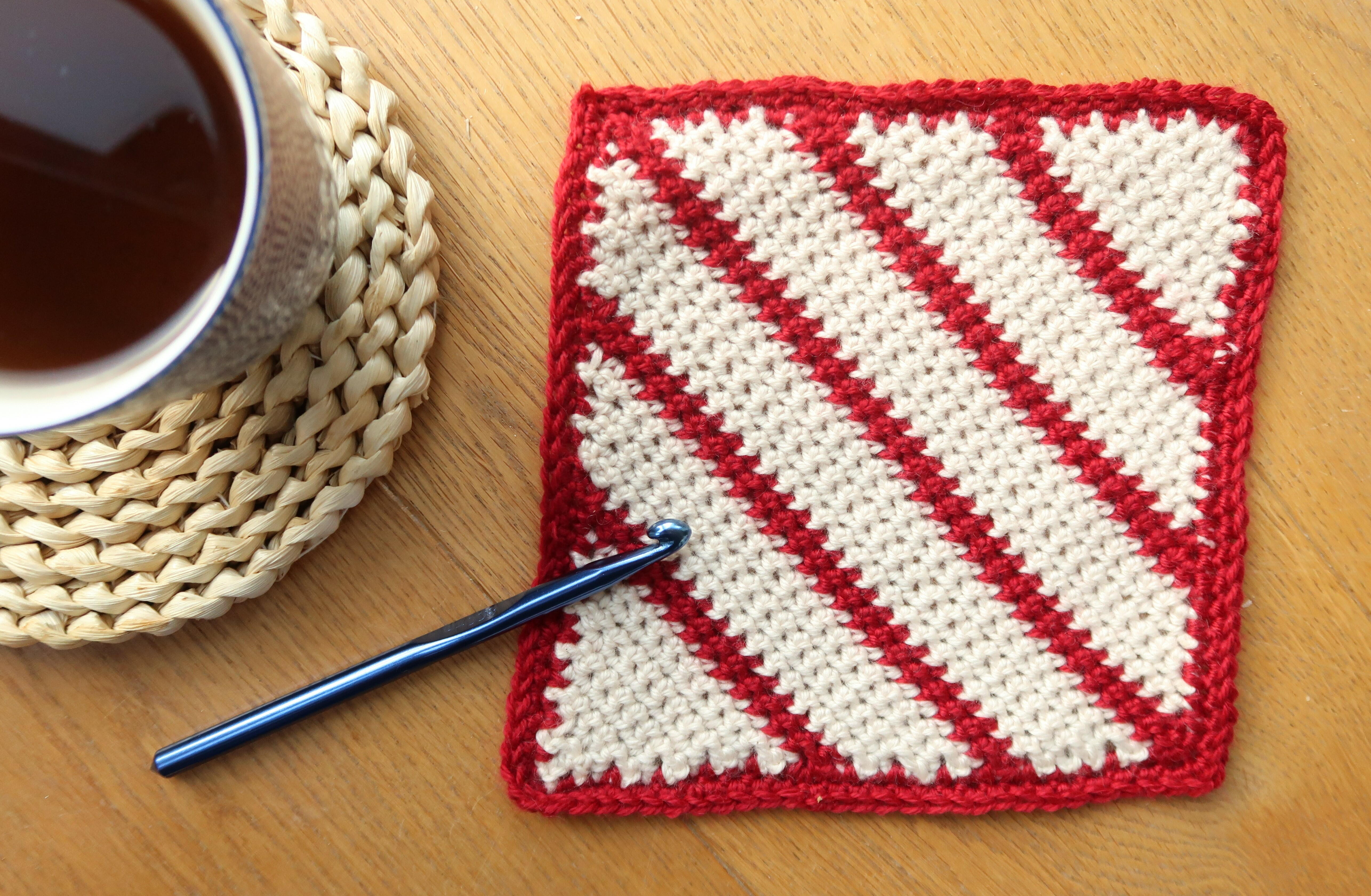 Candy Cane Square | AllFreeCrochetAfghanPatterns.com