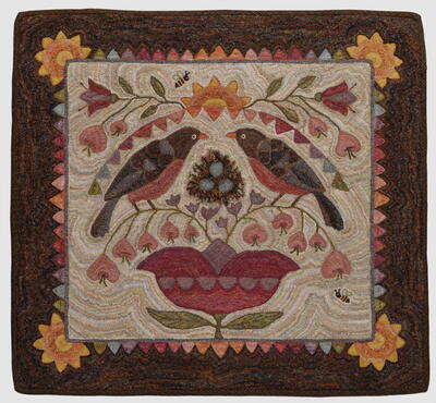 Folk Fraktur Robin Redbreast Bird Nest