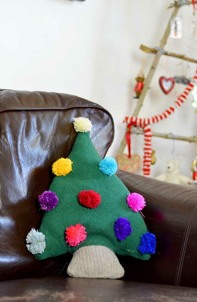Upcycled Christmas Tree Shaped Cushion?pillow