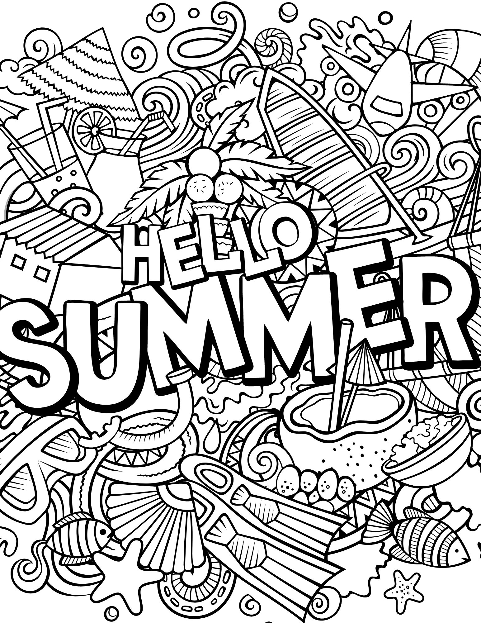Summer Coloring Pages For Kids And Adults | AllFreeHolidayCrafts.com