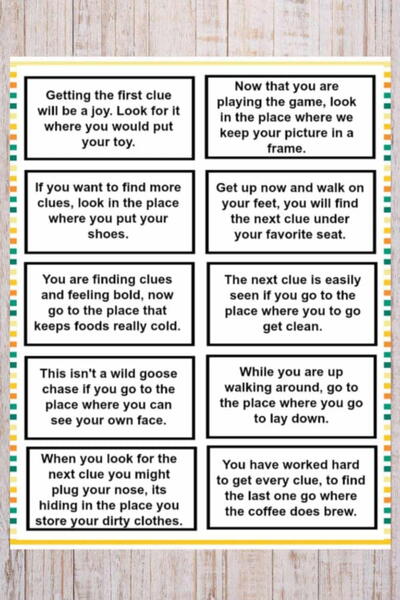 Treasure Hunt Clues For Kids