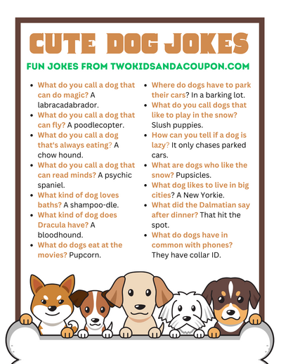 Funny Dog Jokes For Kids And Adults Plus Free Printable