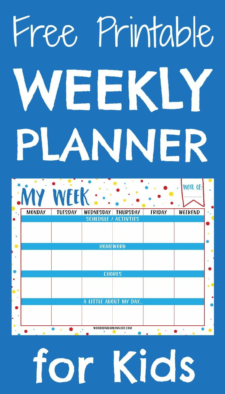 Weekly Planner Printable For Kids | AllFreeKidsCrafts.com Weekly Planner Printable For Kids | AllFreeKidsCrafts.com