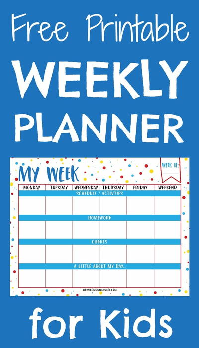 Weekly Planner Printable For Kids