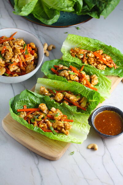 Low Carb Chicken Lettuce Wraps With Cashews