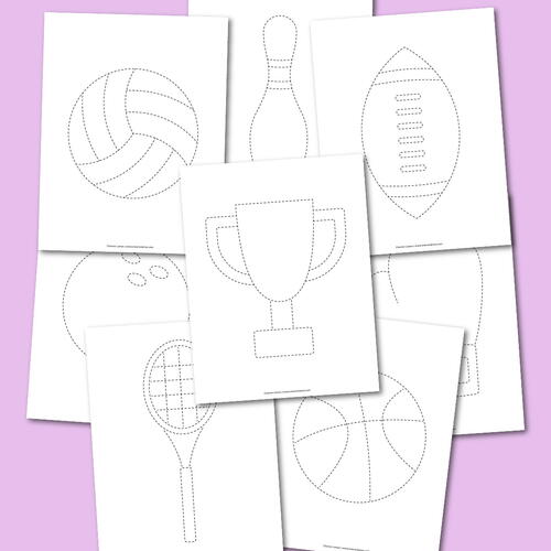 Printable Sports Picture Tracing Worksheets