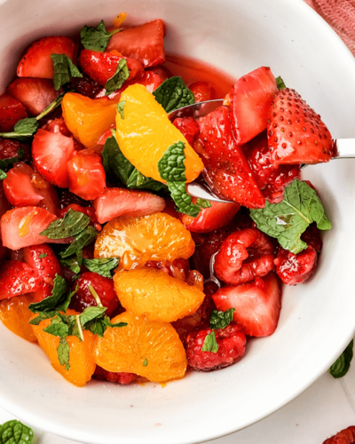 Berry Breakfast Fruit Salad With Citrus Mint Dressing