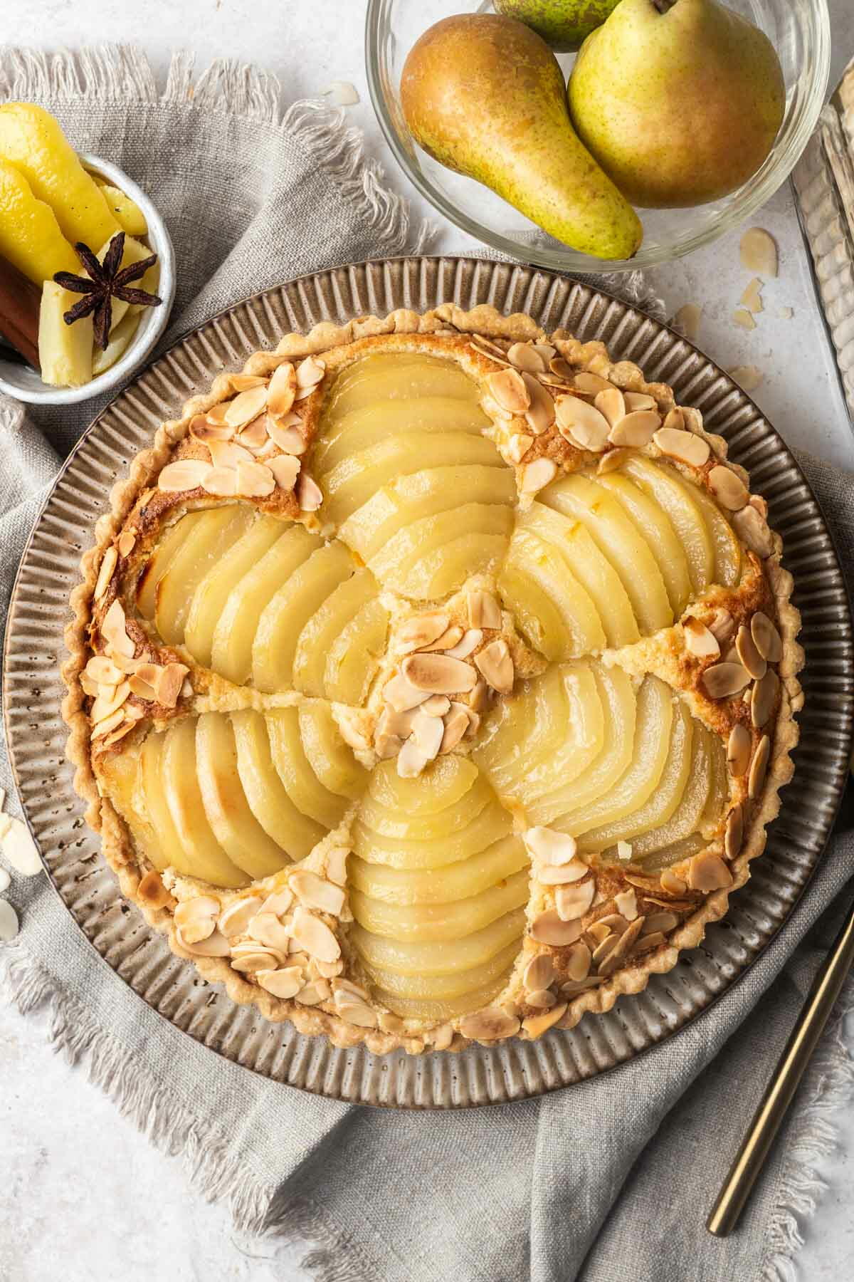 Pear Frangipane Tart | TheBestDessertRecipes.com