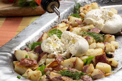 Roasted Herb Potatoes with Burrata