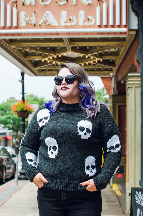 Spooky Skulls Free Knit Sweater Pattern