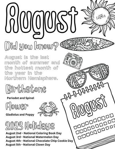 Free August Coloring Pages 