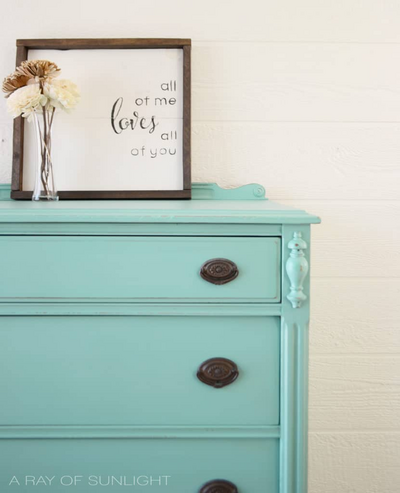 Pretty Highboy Dresser In Teal