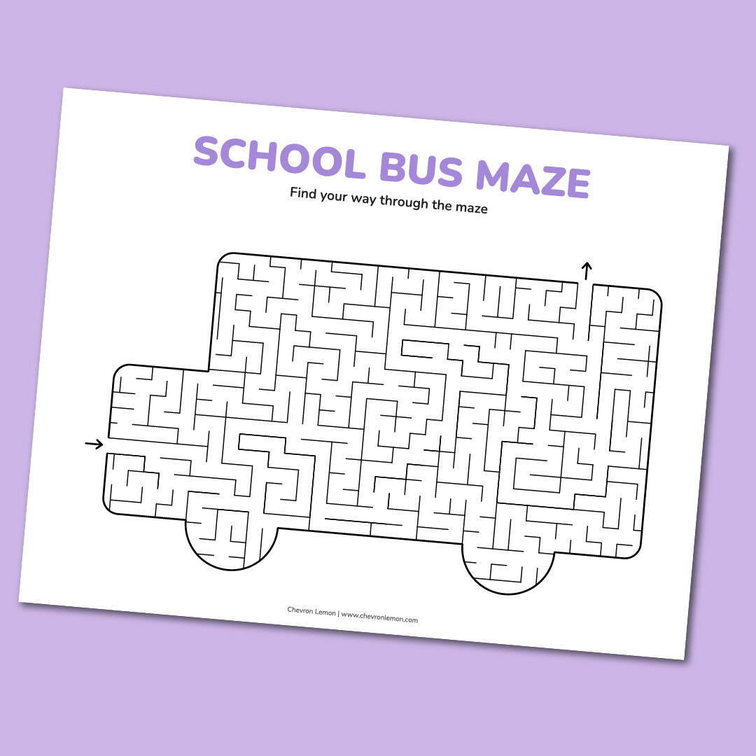 Printable School Bus Maze