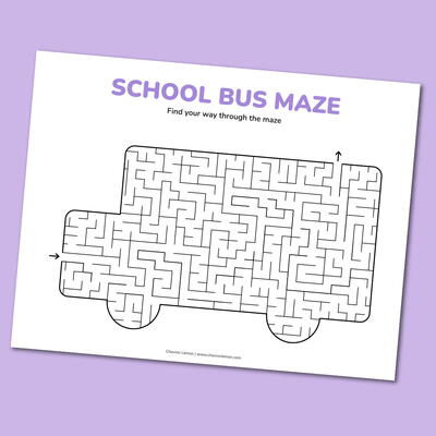 Printable School Bus Maze